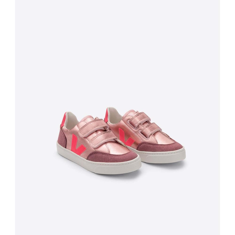 Pink Kids' Veja V-12 CHROMEFREE Sneakers | AU 879KOR